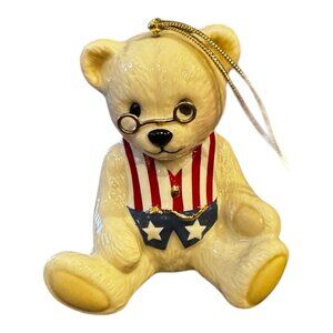 Lenox TEDDY'S 100th ANNIVERSARY Patriotic Red White Blue Fine Porcelain Ornament